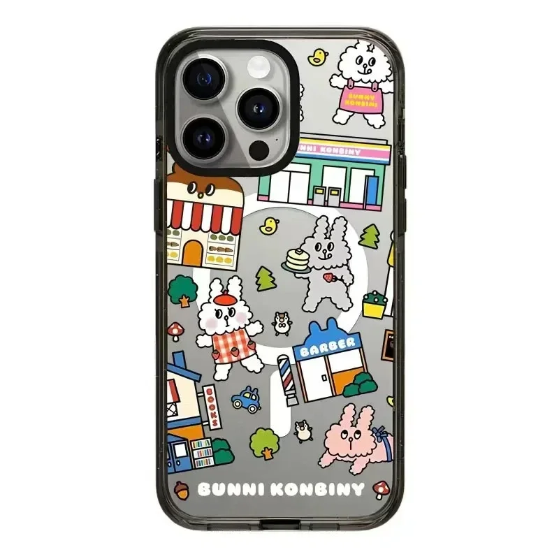 

MagSafe Acrylic Black Border Cartoon Rabibt Case Phone Case Cover for iPhone 11 12 13 14 15 Pro Max Case for IPhone 14 Pro Max