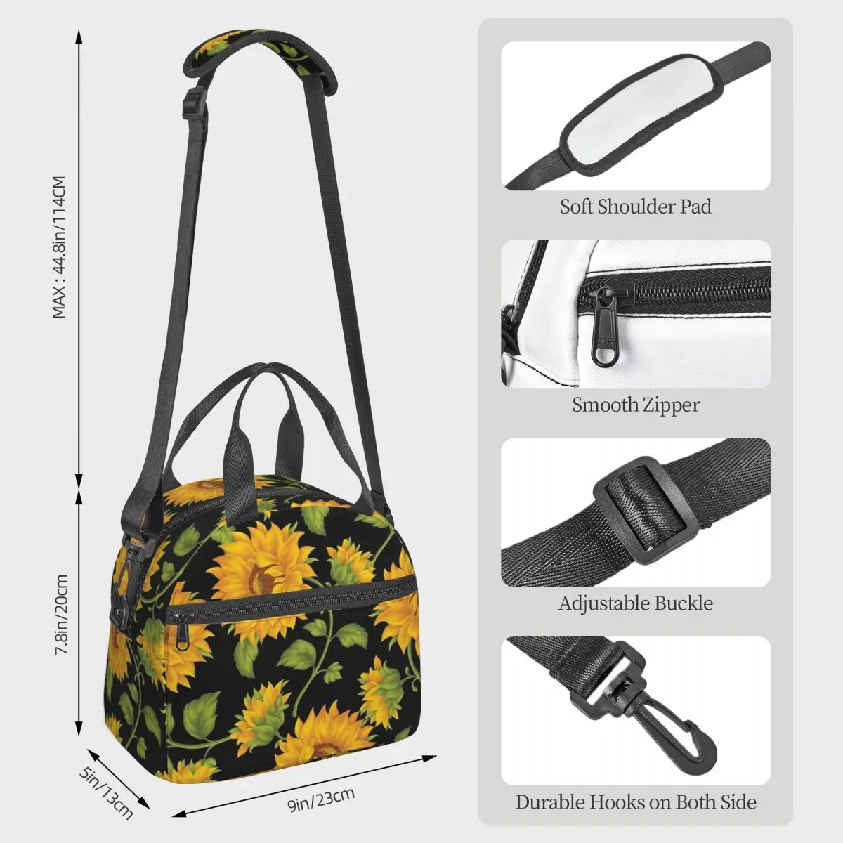 Sunflower Insulated Lunch Bag for Kids School Cooler Thermal Box Tote Portable Lunch Boxes