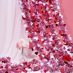 Valentine's Day Tinsel Garland White Red and Pink Twist Garland for Valentine Wedding Birthday Indoor Outdoor Party Decorations