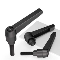 Black 7-Shaped Rotary Handle Clamping Lever Machinery Adjustable Locking External Male Thread Knob Handle M4 M5 M8 M10 M12 M16