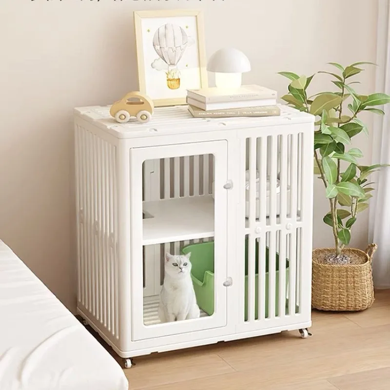 

Крытый шкаф для виллы для кошек с колесиками, ящик для туалета, многофункциональный кошачий домик, компактный большой пластиковый кошачий домик