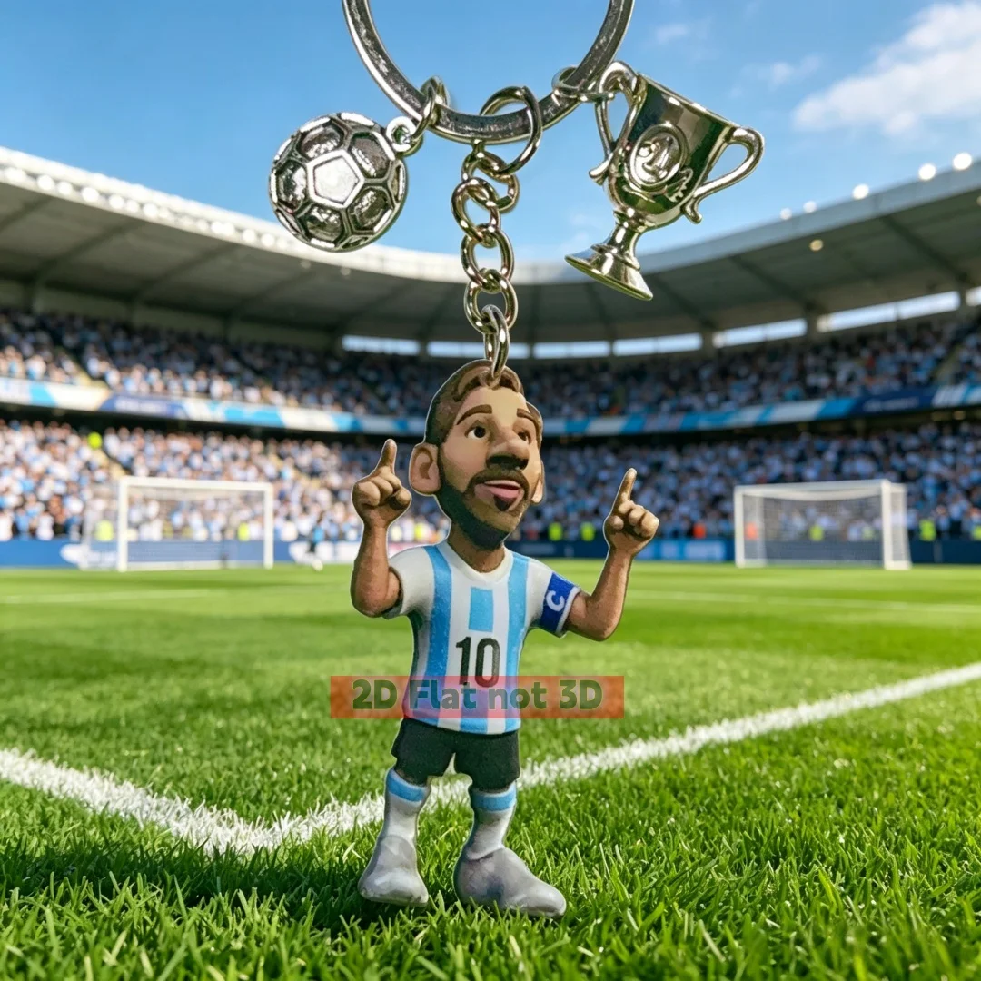 2D Soccer Star Keychain Football Fan Flat Pendant Acrylic Player Ornament Charms Hanging Bag Decoration for Festive Party Gift