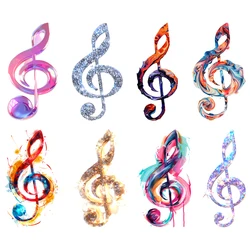 10 styles Music Note Interesting creative notes Thermal Transfer Sticker Fusible Iron On Patches Cartoon For Boy Girl Clothing
