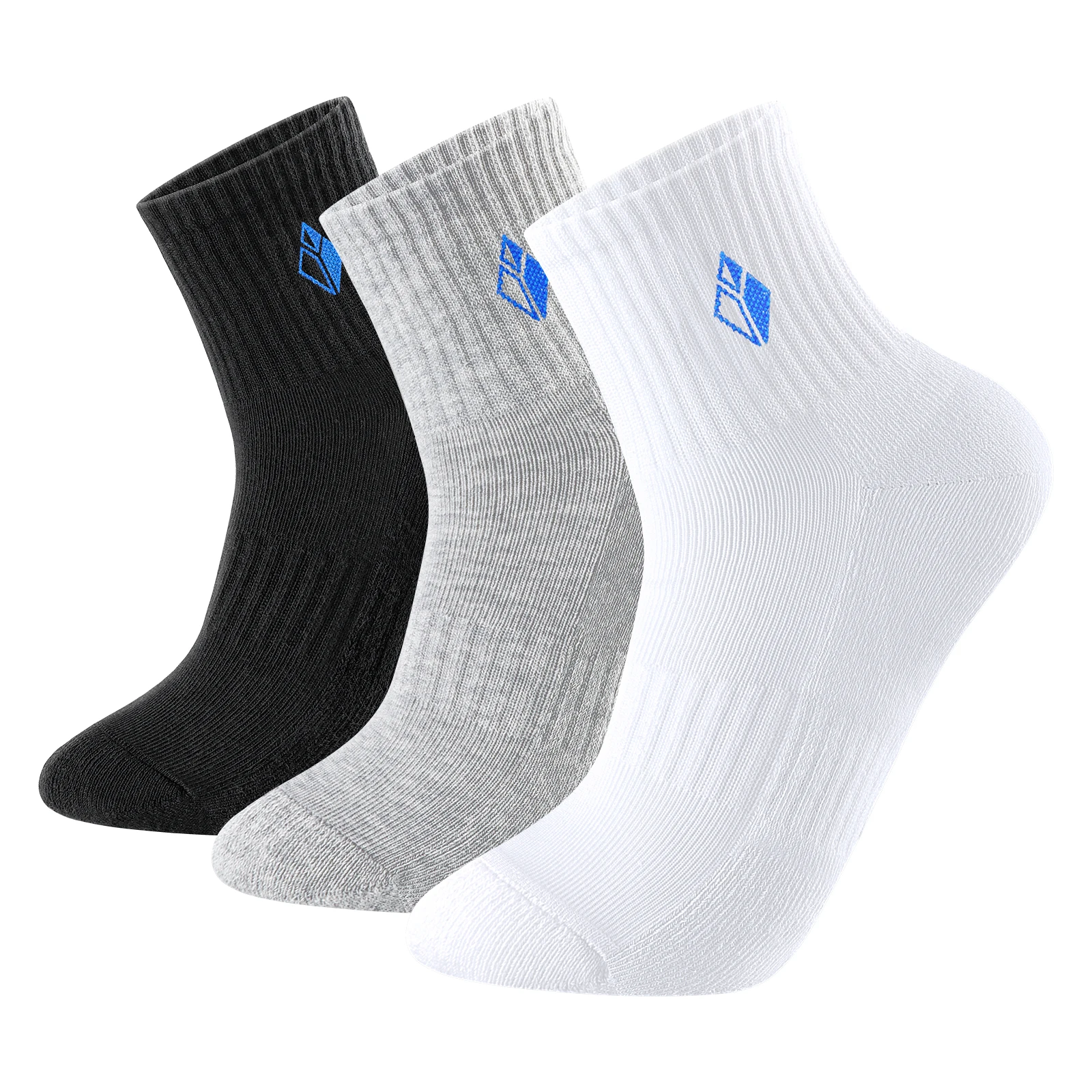 YUEDGE 3 Pairs Women's Quarter Athletic Sports Socks, Anti Blister Terry Cushioned Running Socks, Moisture Wicking Combed Cotton