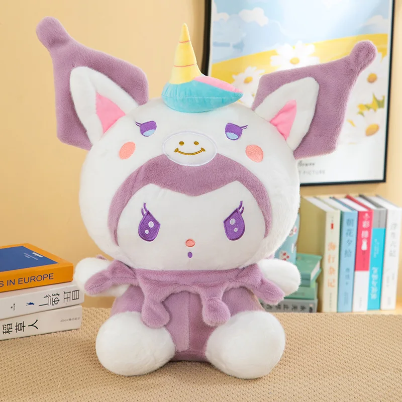 Anime Sanrio Kuromi Plush Toys Creative Shapeshifting Unicorn Series Plush Stuffed Doll Sleep Pillow Kid Christmas Birthday Gift