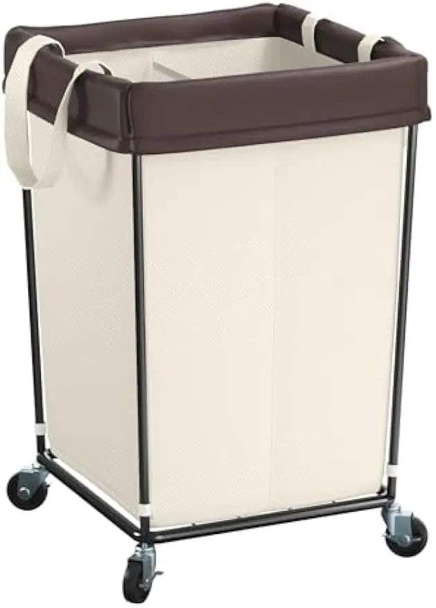 

Большая корзина для белья на колесиках объемом 160 л, 2-секционная корзина для легкой сортировки дома, общежития