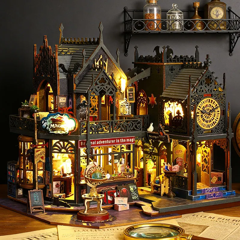 

Деревянный миниатюрный кукольный домик DIY: 3D-пазл для сборки, игрушка-модель комнаты, декор для дома и спальни с мебелью