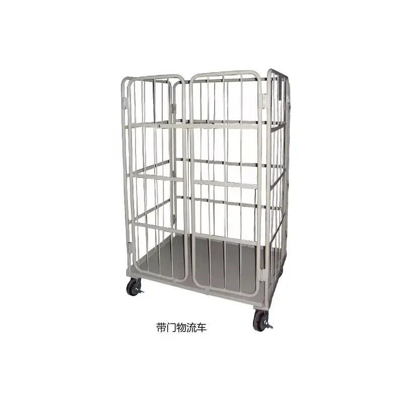 Heavy Duty Galvanized Steel Laundry Trolley Industrial Warehouse Rolling Cart for Logistics Storage Metal Utility Hand Truck