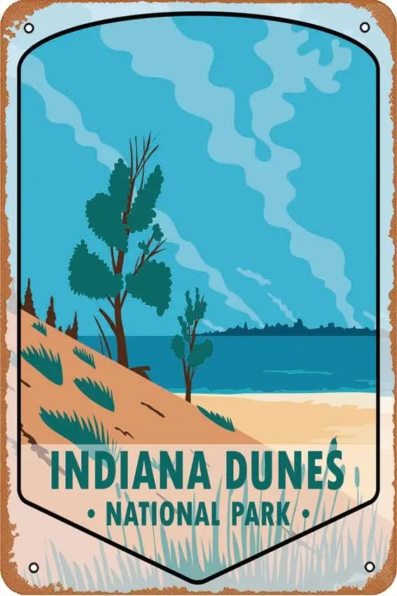 INDIANA DUNES NATIONAL PARK Retro Vintage Metal Sign Posters Tin Sign Wall Art Decor for Bars, Restaurants, Cafes Pubs 8x12 sign