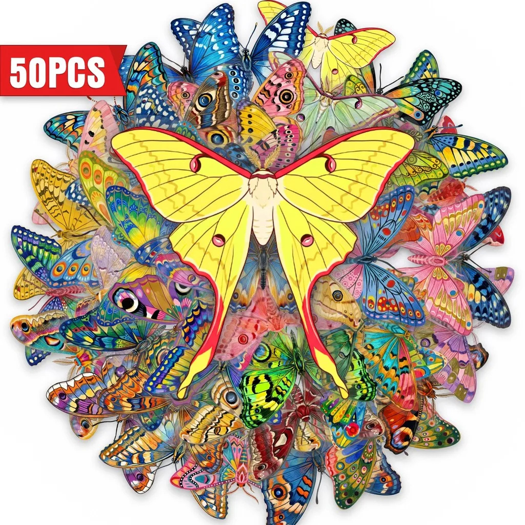 50Pcs New Bright Colorful Butterfly PET Transparent Stickers Waterproof DIY Handcraft Journal Decor Golden Memory Stickers Store