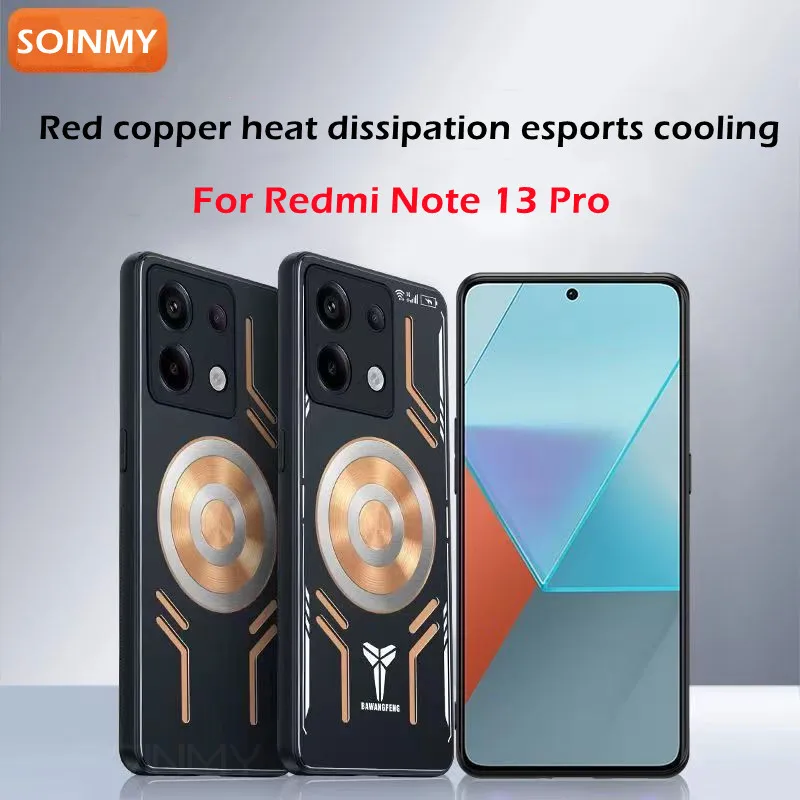 

New Armor Magnetic Cooling Phone Case For Xiaomi Redmi Note 13 12 Pro 12T 11T Pro Shockproof Copper Heat Dissipation Metal Cover