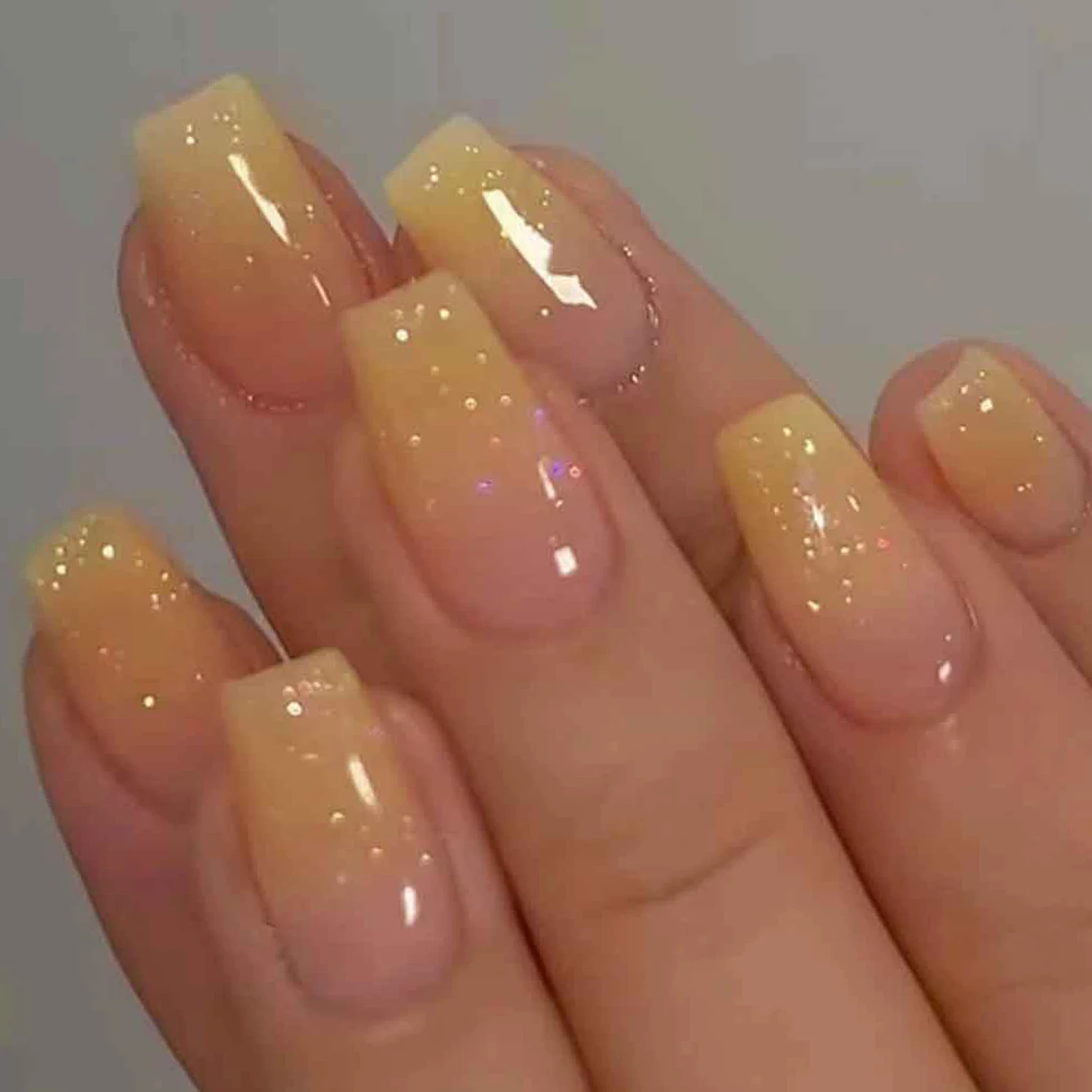 

24PCS French Pointed Nails, Long Coffins, Fake Nails, Bright Yellow