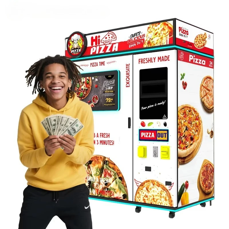 Customized Self-Vending Pizza Machine From Frozen Accepting Credit Cards Coins QR Codes Tokens for Shopping Malls