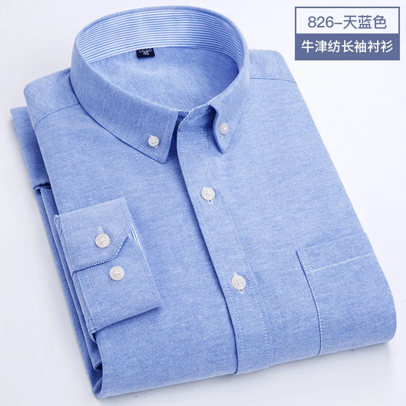 New men\'s shirt long sleeve Spring and autumn Oxford woven cotton free ironing high quality business leisure slim solid color