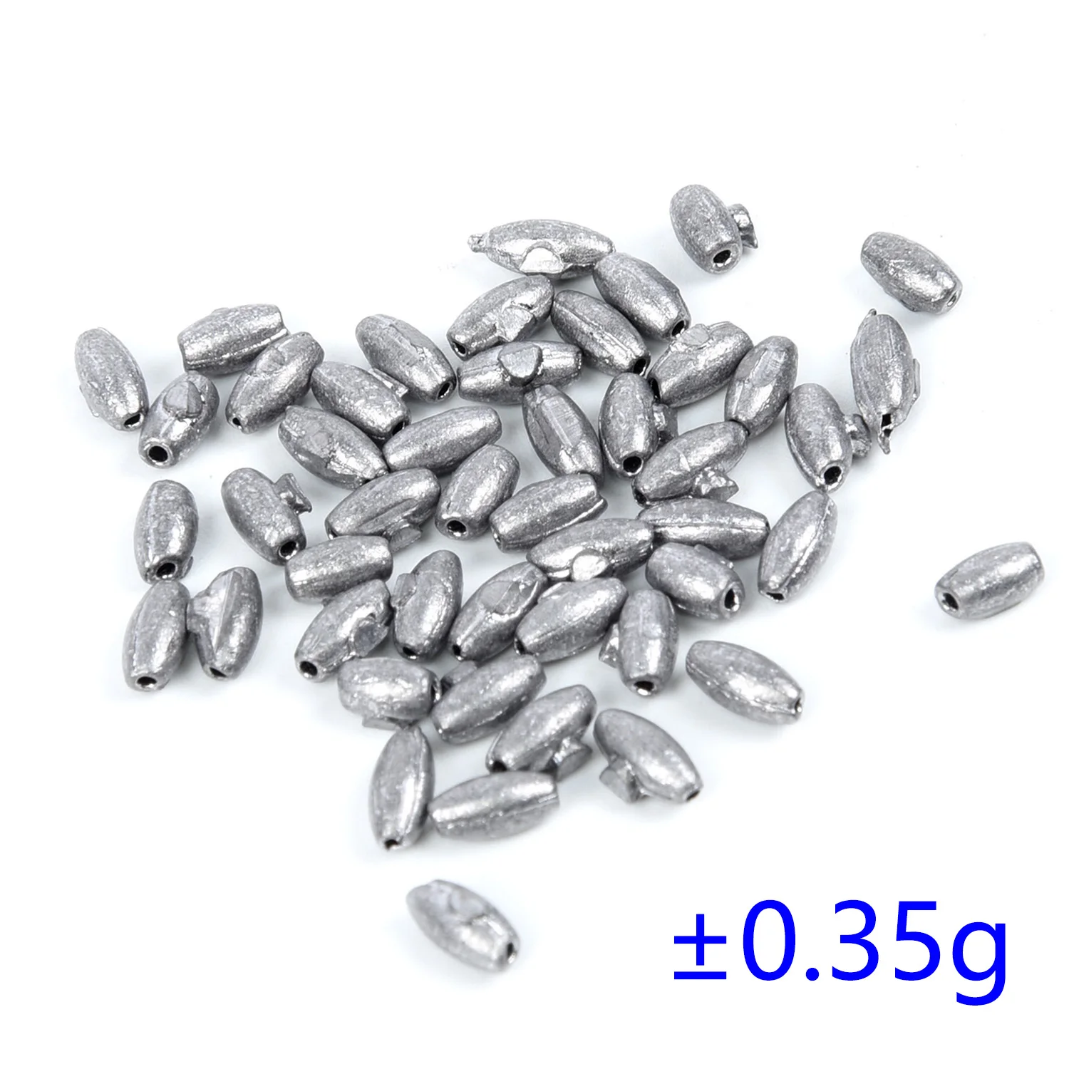 50Pcs Fishing Olive Shape Rig Sinkers Angling Weight Split Shot ±0.35-8g Fishing Weight Sinker Fishing Tackle Tool Accessories