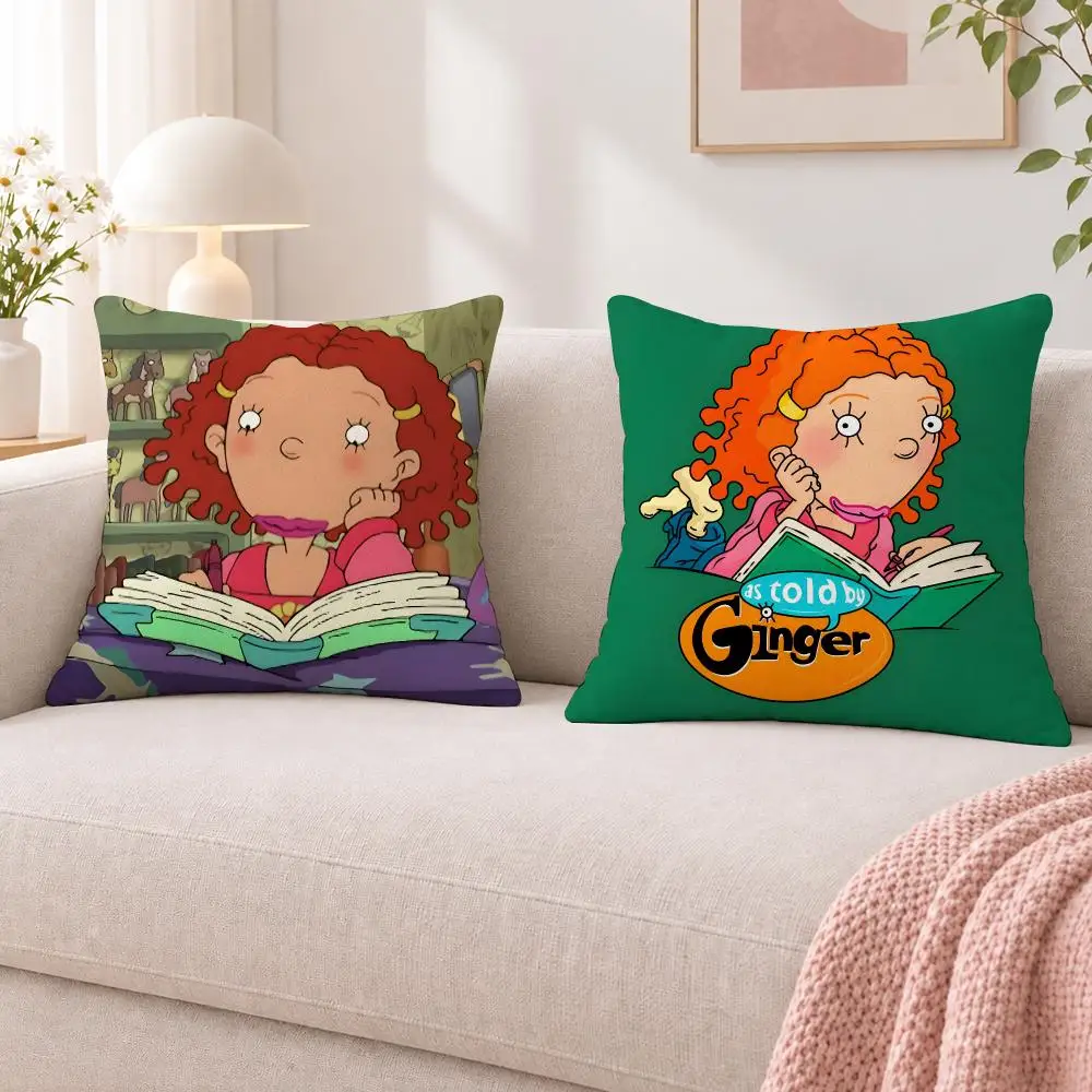 Cartoon Cute Kids A-As Told by Ginger Cushion Cover Double Sided Print Short Plush Pillow Sofa Bedroom Dorm Room Decor Gift