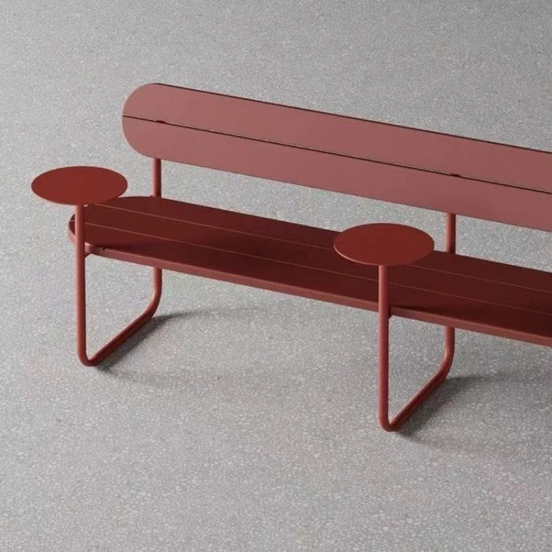 

Park leisure benches outdoor metal tables and chairs integrated back chairs Homestay courtyard Internet celebrity clock