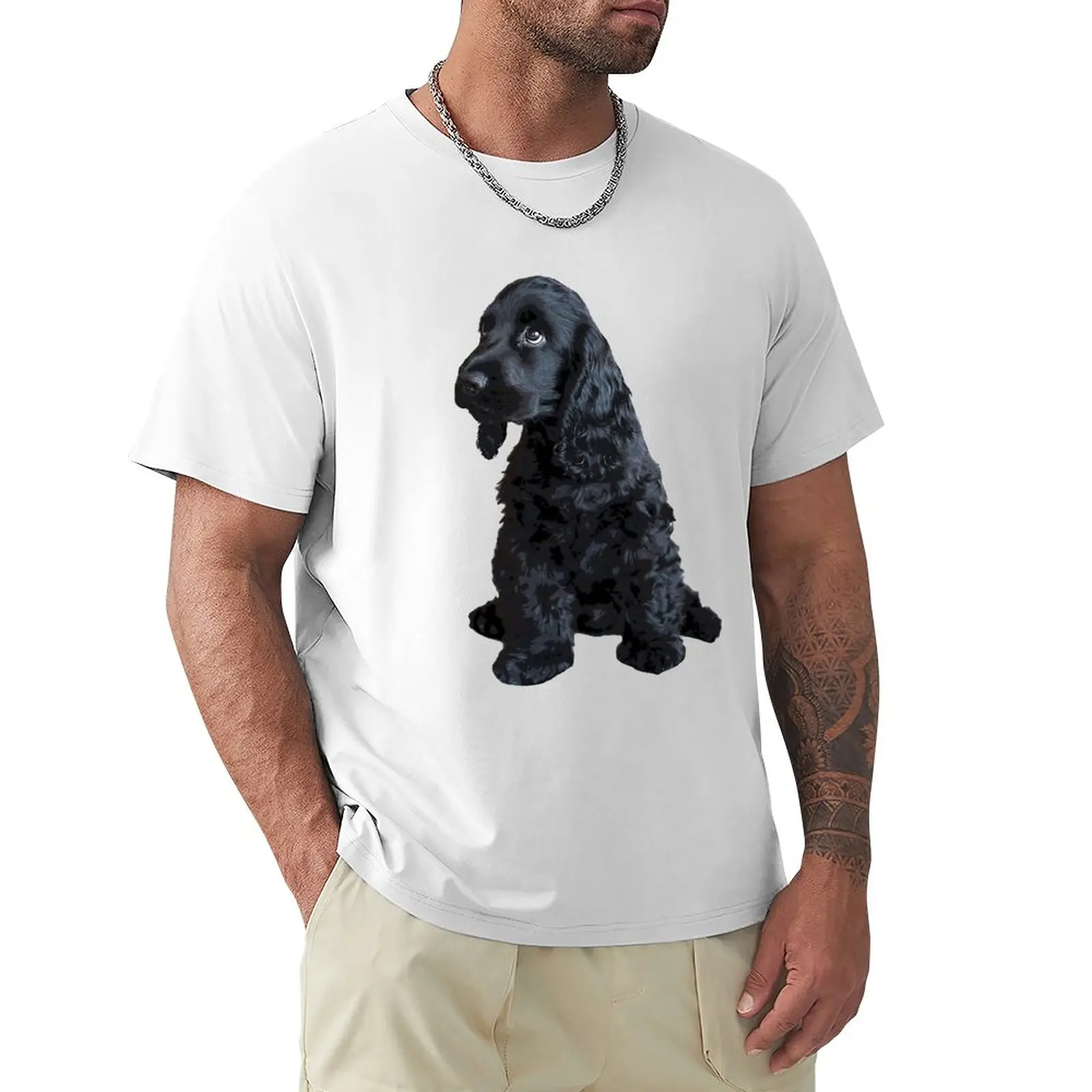 English Cocker Spaniel Cute Black Puppy Dog t-shirt manica corta t-shirt uomo