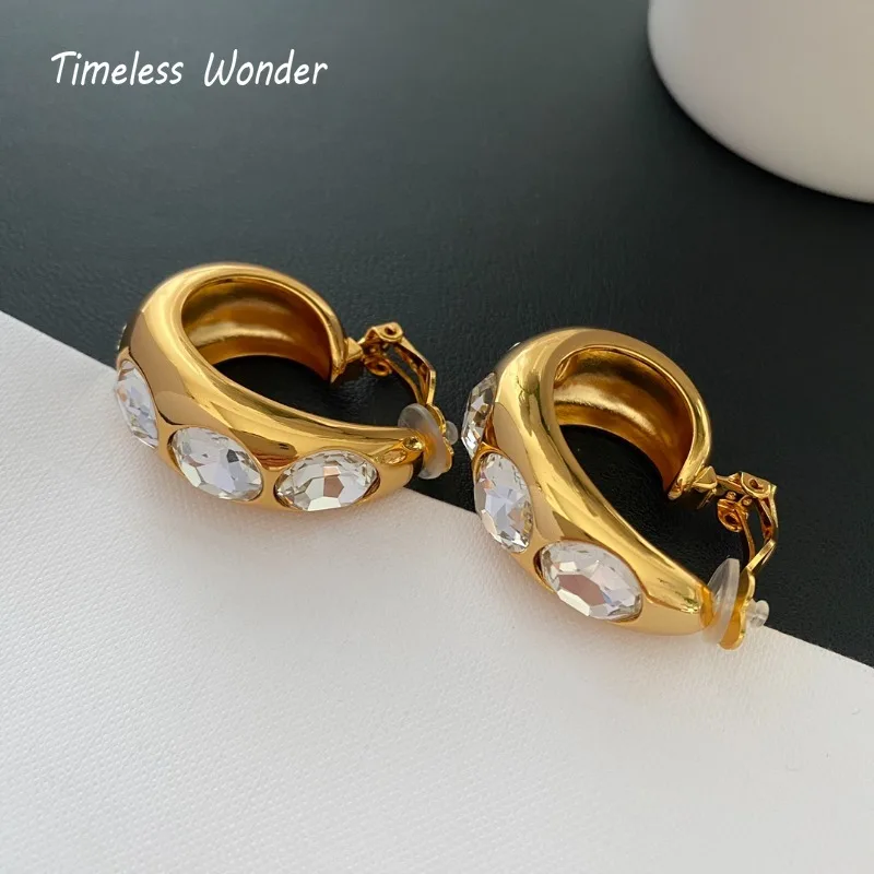 Timeless Wonder Fancy Zircon Geo Statement Clip on Earrings for Women Designer Jewelry Runway Gift Brincos Sweet Top 4263