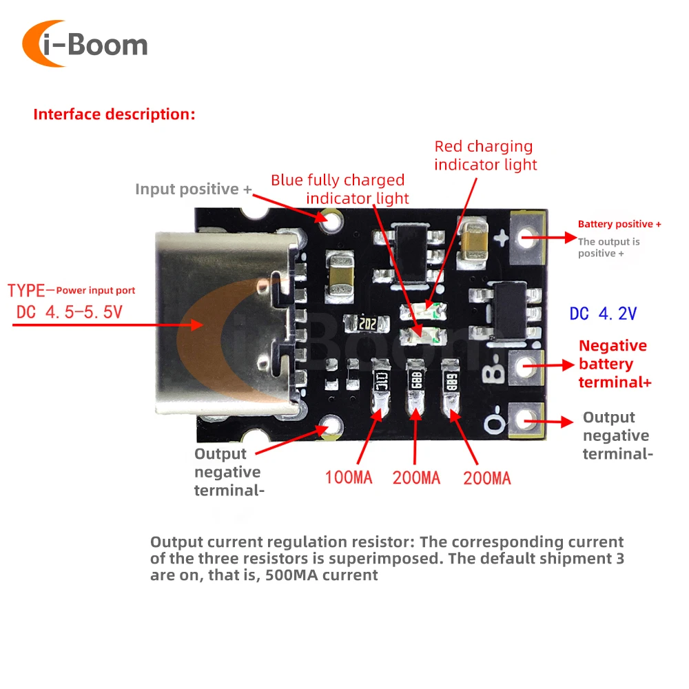 DC 5V do 4.2V ładowarka akumulatorów litowych i rozładowanie zintegrowane płytka ładująca 500/400/300/200/100mA prąd regulowany
