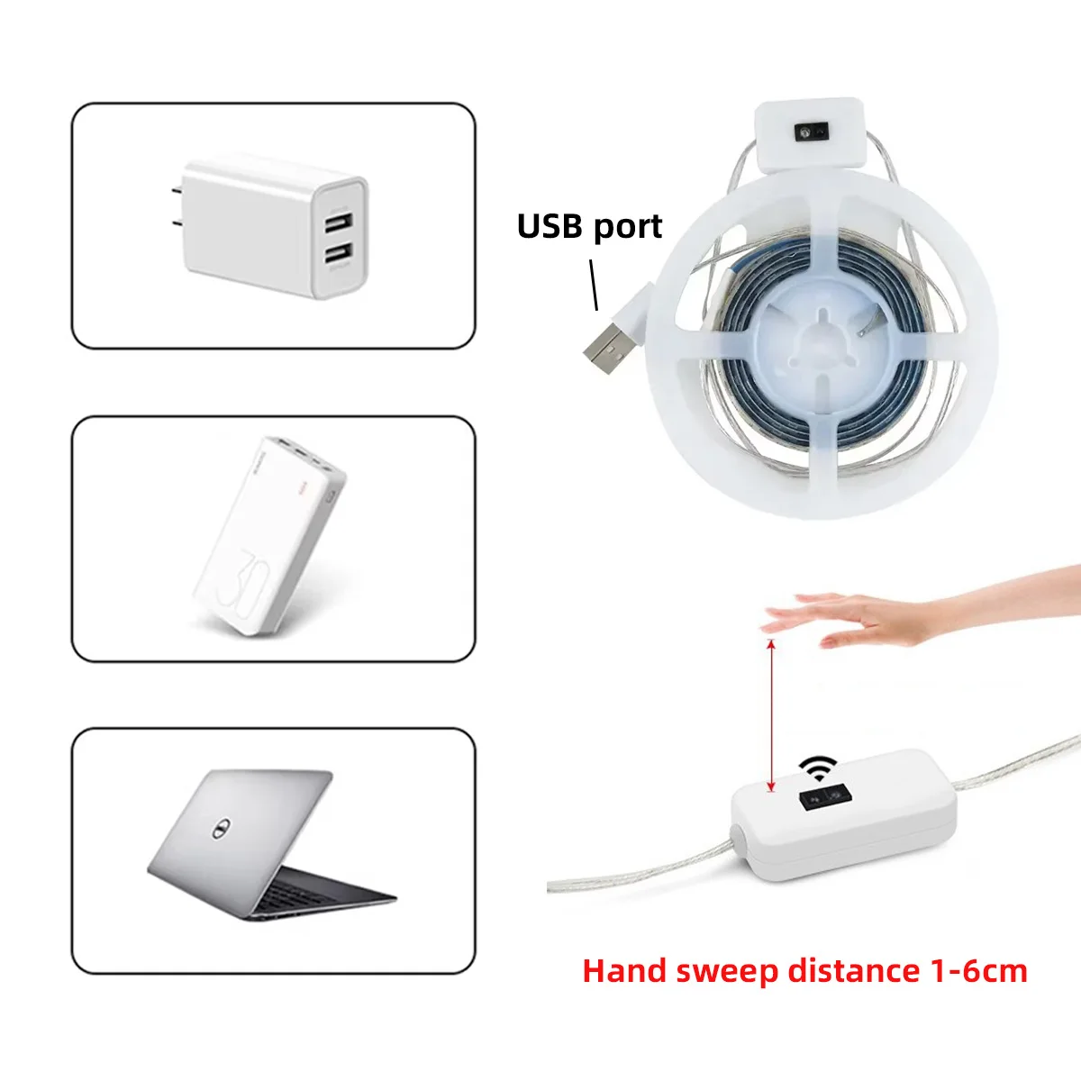1M Hand Sweep Motion Sensor Dimming LED Light Strip with 5v Dc USB Port Suitable for Kitchens TV Backlight High Quality Lighting