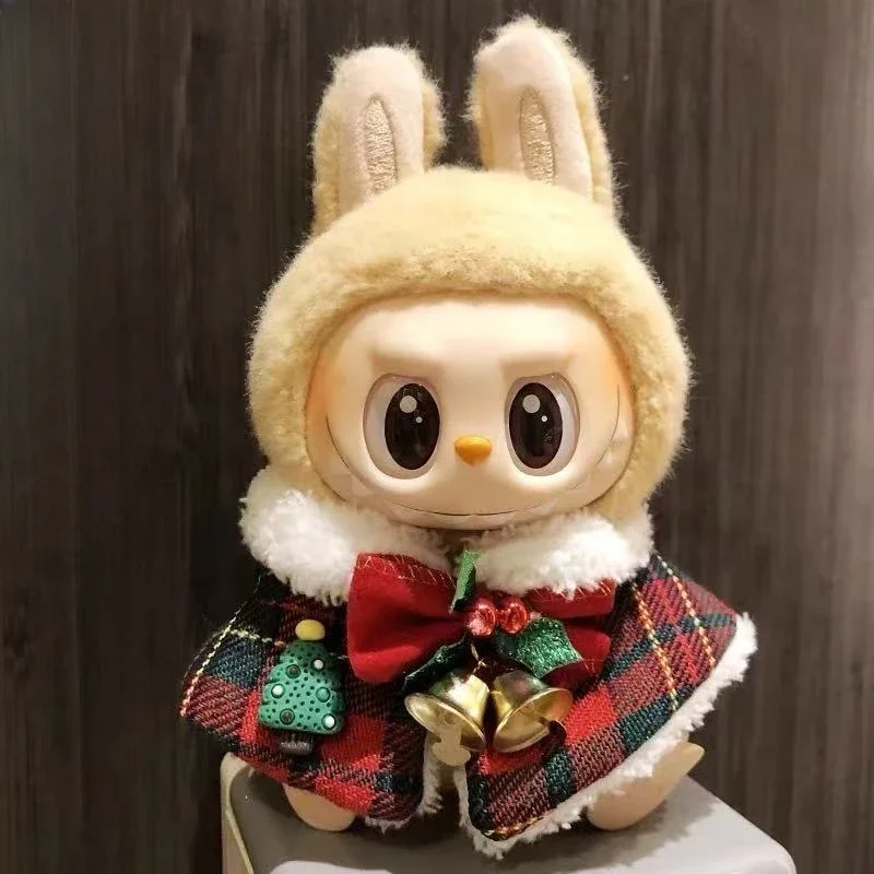 

15/17cm Clothes For Labubu Clothing Merry Christmas Hat Scarf Elk Snowman Set Mini Plush Doll Accessory New Year Dress Gift