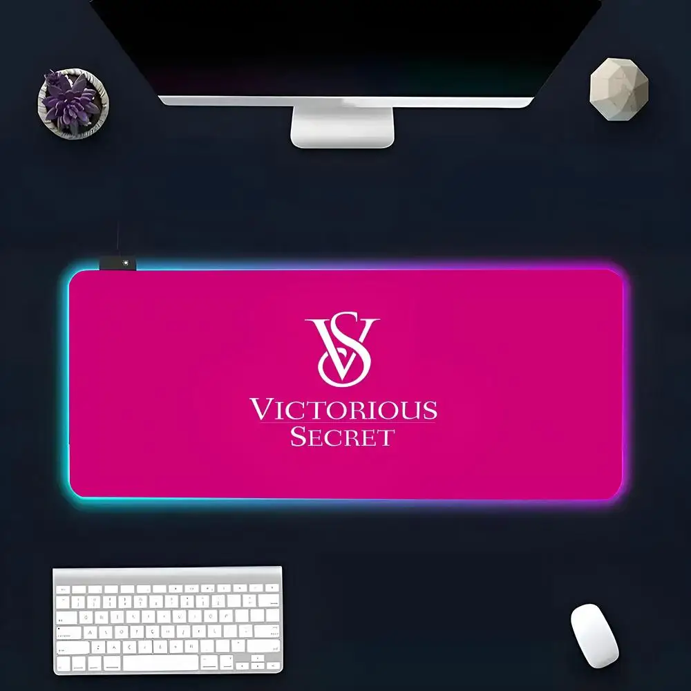 Is The V-Victoria S-Secret Mouse Pad RGB Glow Personality Picture Custom PC Table Mat Carpet Mat Game Player Dedicated LED