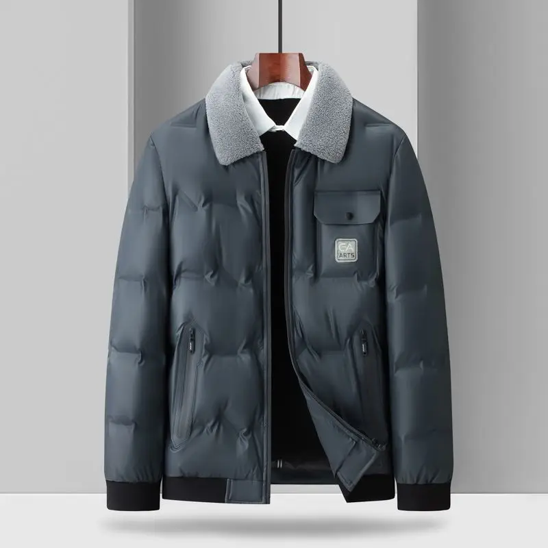 Doudoune en cuir de canard pour hommes, manteau en duvet, vêtements décontractés, marque masculine, haute qualité, hiver