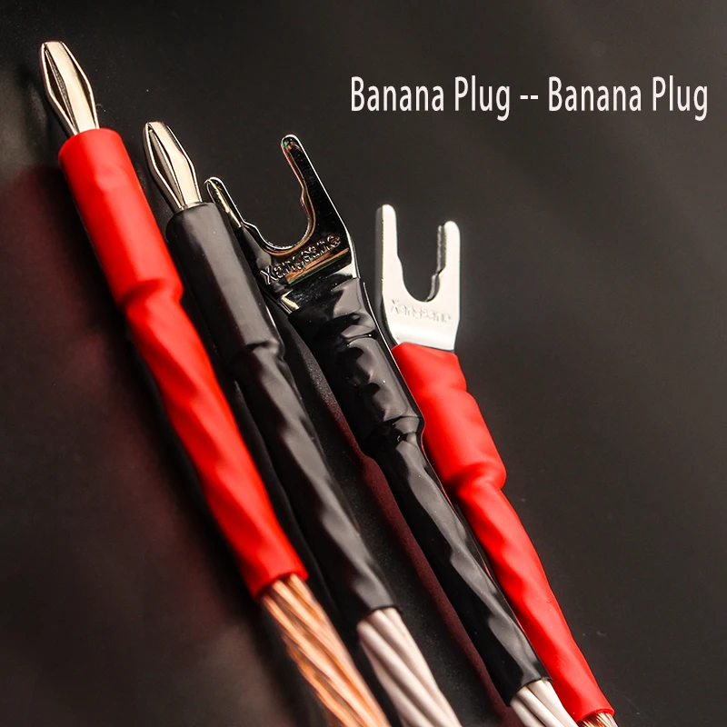 4Pcs 8TC OCC Pure Copper Bridge Jumpe Speaker HIFI Audio Cable Banana Plug or Spade Plug