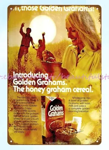 1978 goldene Grahams Müsli Restaurant Frühstück Metall Zinn Zeichen Restaurant Pub