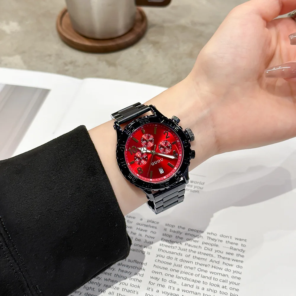 2026 Couple Watch Men and Women Large Dial Multifunctional Fashion Calendar European American Style High-end Watch Birthday Gift view 3