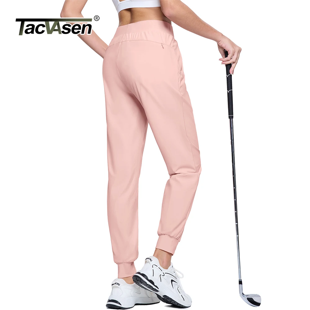 TACVASEN Quick Dry Golf Pants Hiking Womens Casual Outdoor Pants Elastic Waist Pocket Jogger Lightweight Runnng Bottoms Male