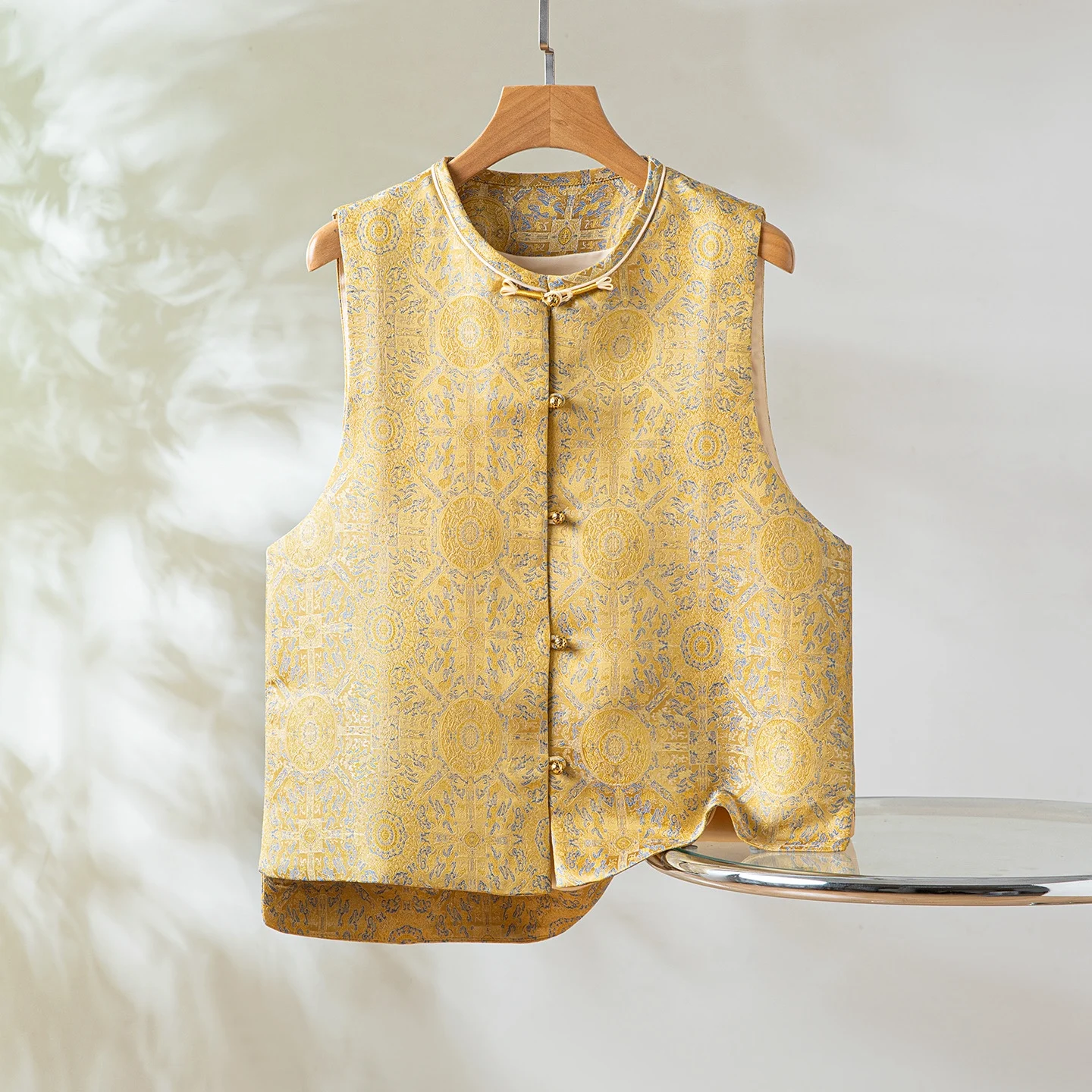 

Silk Song Jin round Ne Vest Women's Sle Traditional Chinese National Faion Outerwear Bal Spring Summer