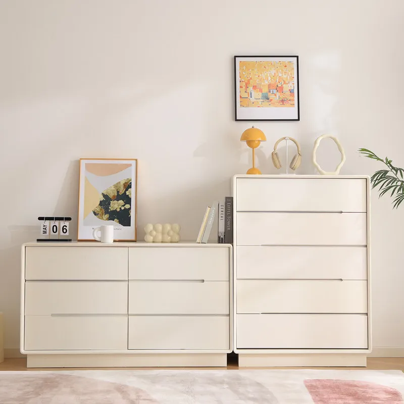 Italian minimalist cream style bedroom bed end six bucket storage cabinet living room wall drawer locker