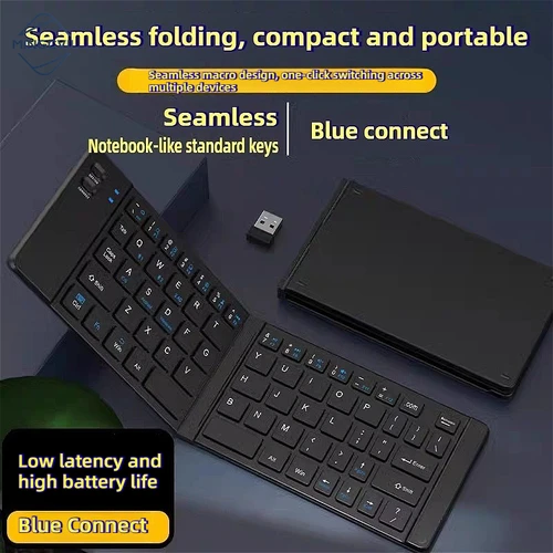MINGCVIL Mini teclado inalámbrico plegable delgado portátil Bluetoo a teclado plegable recargable para Xiaomi IOS Windows Android