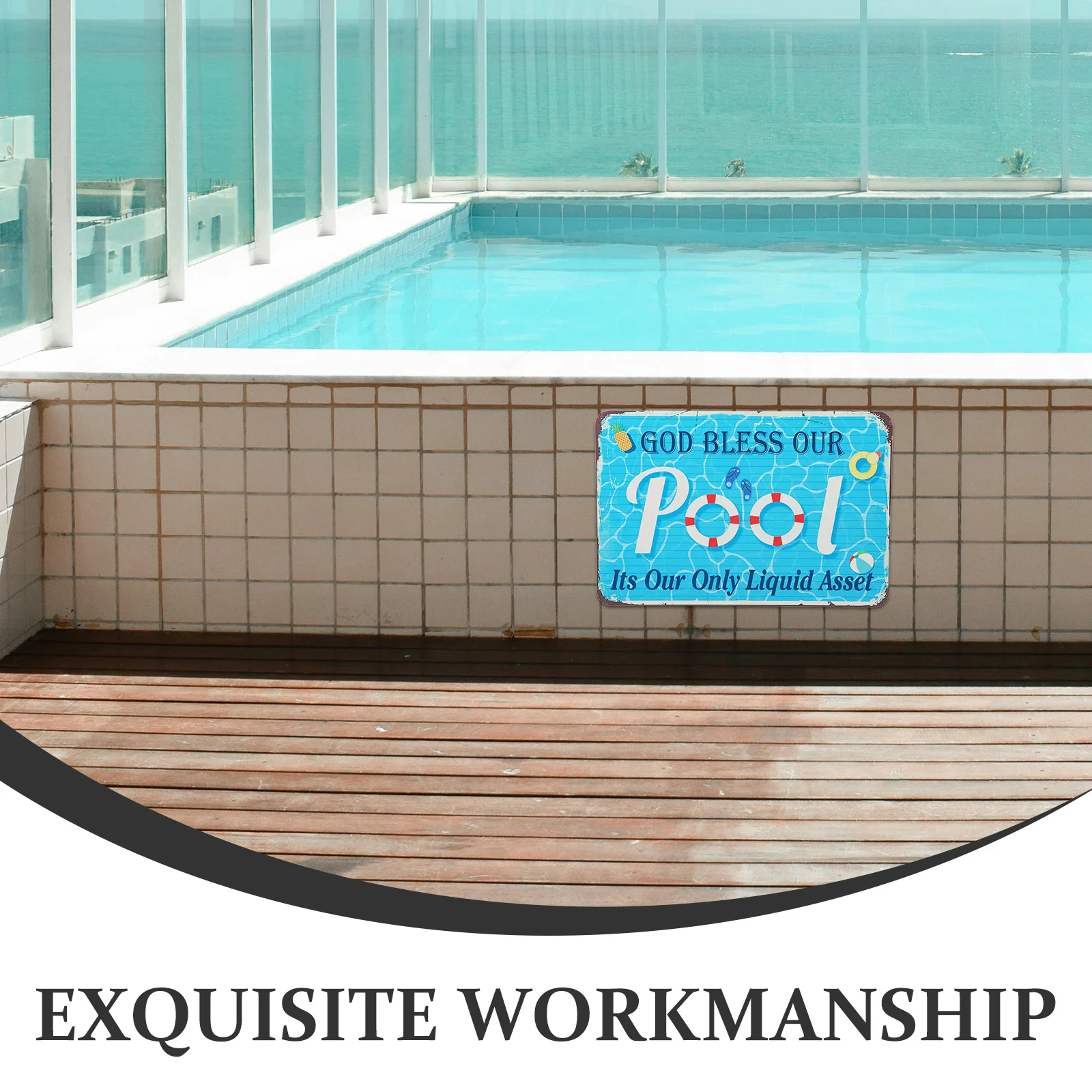 

Metal Sign Pool Signs for outside Funny Safety Outdoor Swimming Summer Room Decor Iron Themed