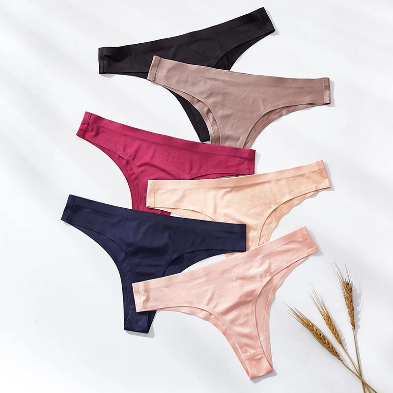 BANNIROU 1Pcs Sexy Seamless Underwear Woman Sports Panties Female T-back Solid Soft G-string Ice Silk Thong For Woman Underwear
