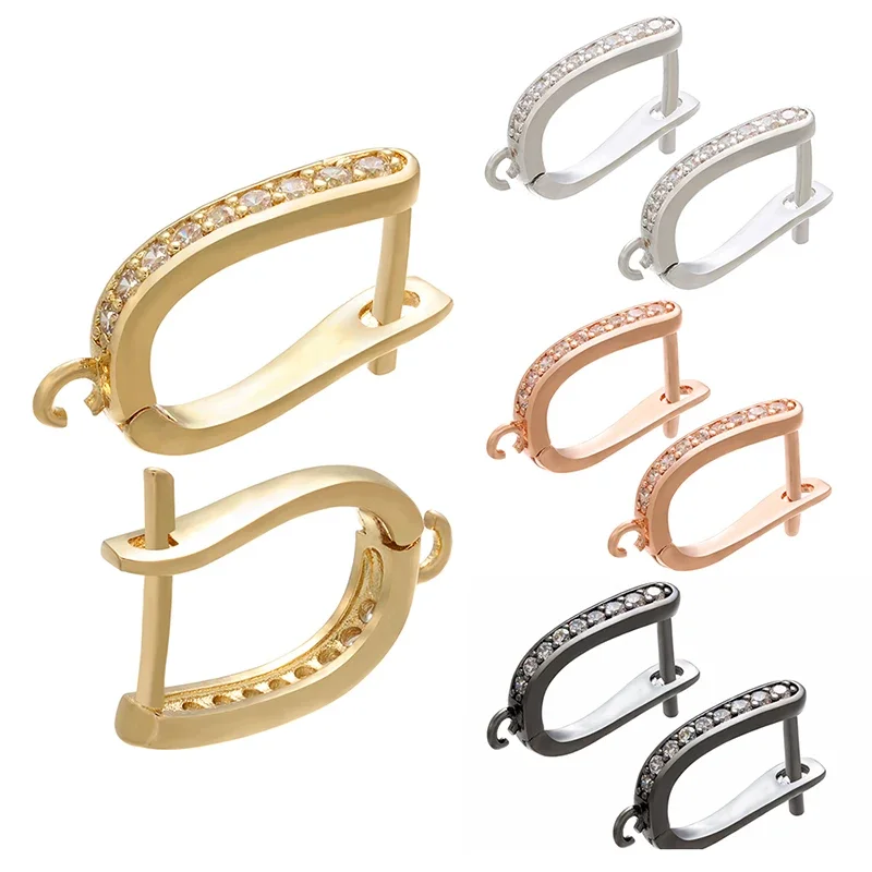 

ZHUKOU Brass Gold color Earring Hooks Accessories Crystal stud earrings hook for handmade Earrings Jewelry Making VE94