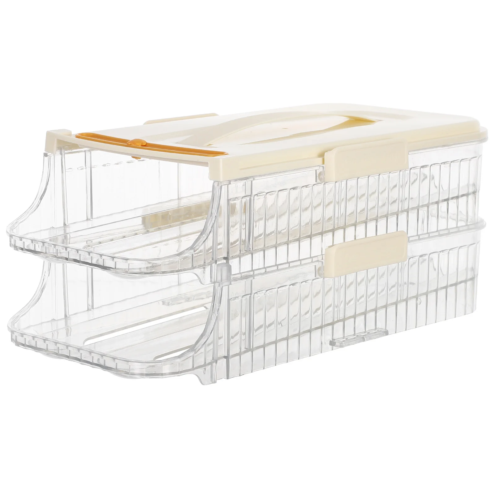 

Egg Holder for Fridge Refrigerator Organizer Large Capacity 2 Tiers Automatic Rolling Egg Storage Box for Kitchen Fridge