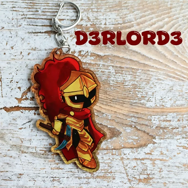 D3rlord3 Acrylic Keychain YouTube ARG Inspired Gold Armor Character Pendant Cute Cartoon Bag Charm Accessory