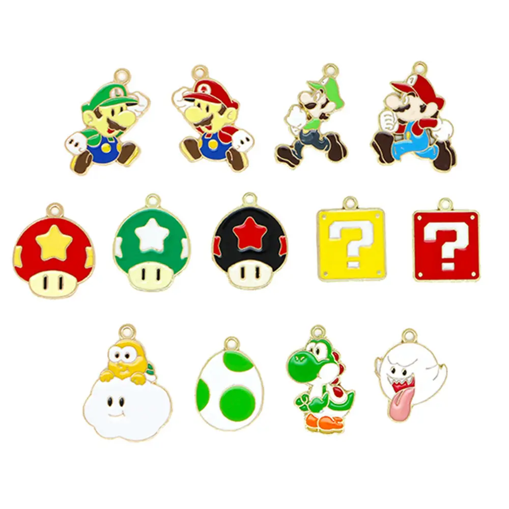 Breloques en métal Super Mario, 10 pièces, accessoires pour travaux manuels