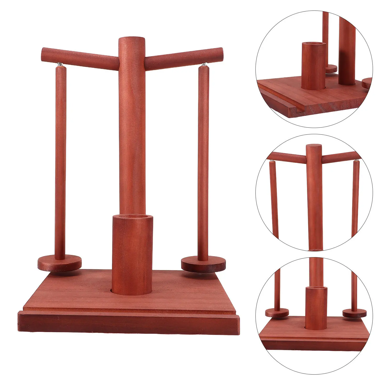 

Wooden Rotating Yarn Organizer for Crocheting Knitting Spindle Holder Double Spindle Thread Storage Rack DIY Craft Home Workshop