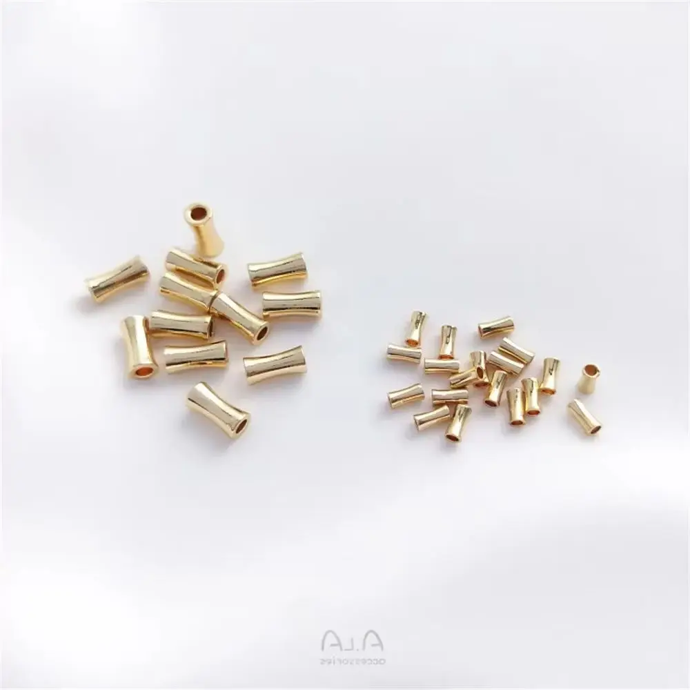 14K Copper Clad Gold Bamboo Joint Tube Beads Bamboo Straight Tube Spacer Beads Hand String Pearl Chain DIY Accessories