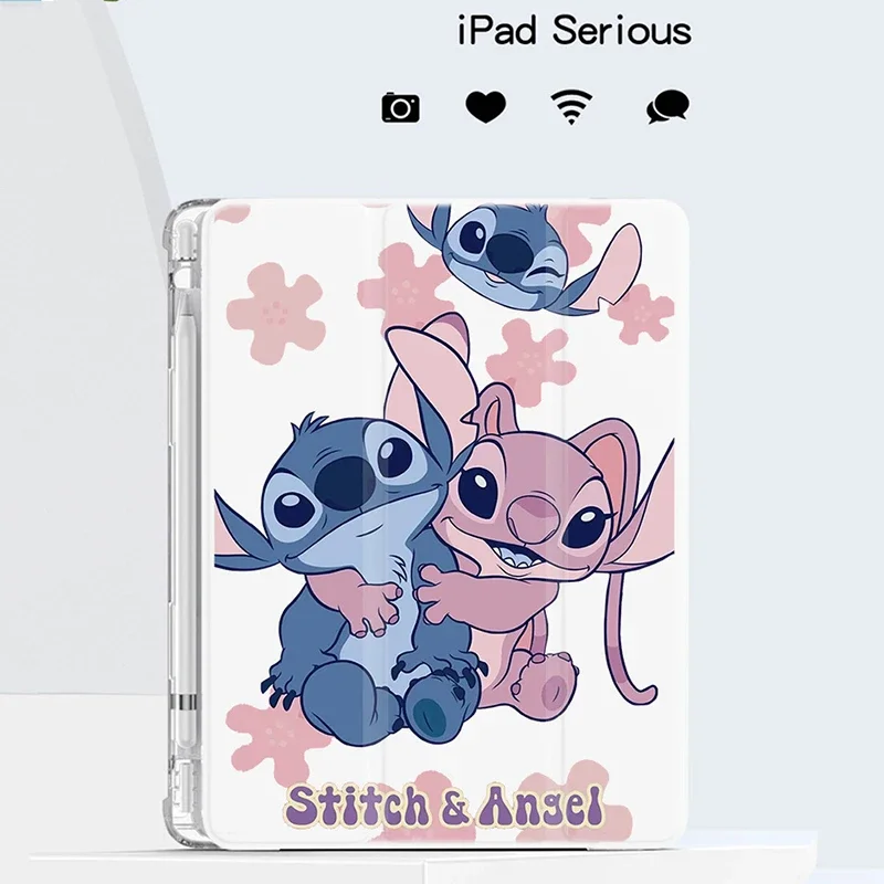 

Stitch ＆ Angel Case For 10th Generations 10.9in Pro 12.9in Cartoon Smart Case Ipad 10.2in 2024 Air 13in Stand Case Birthday Gift