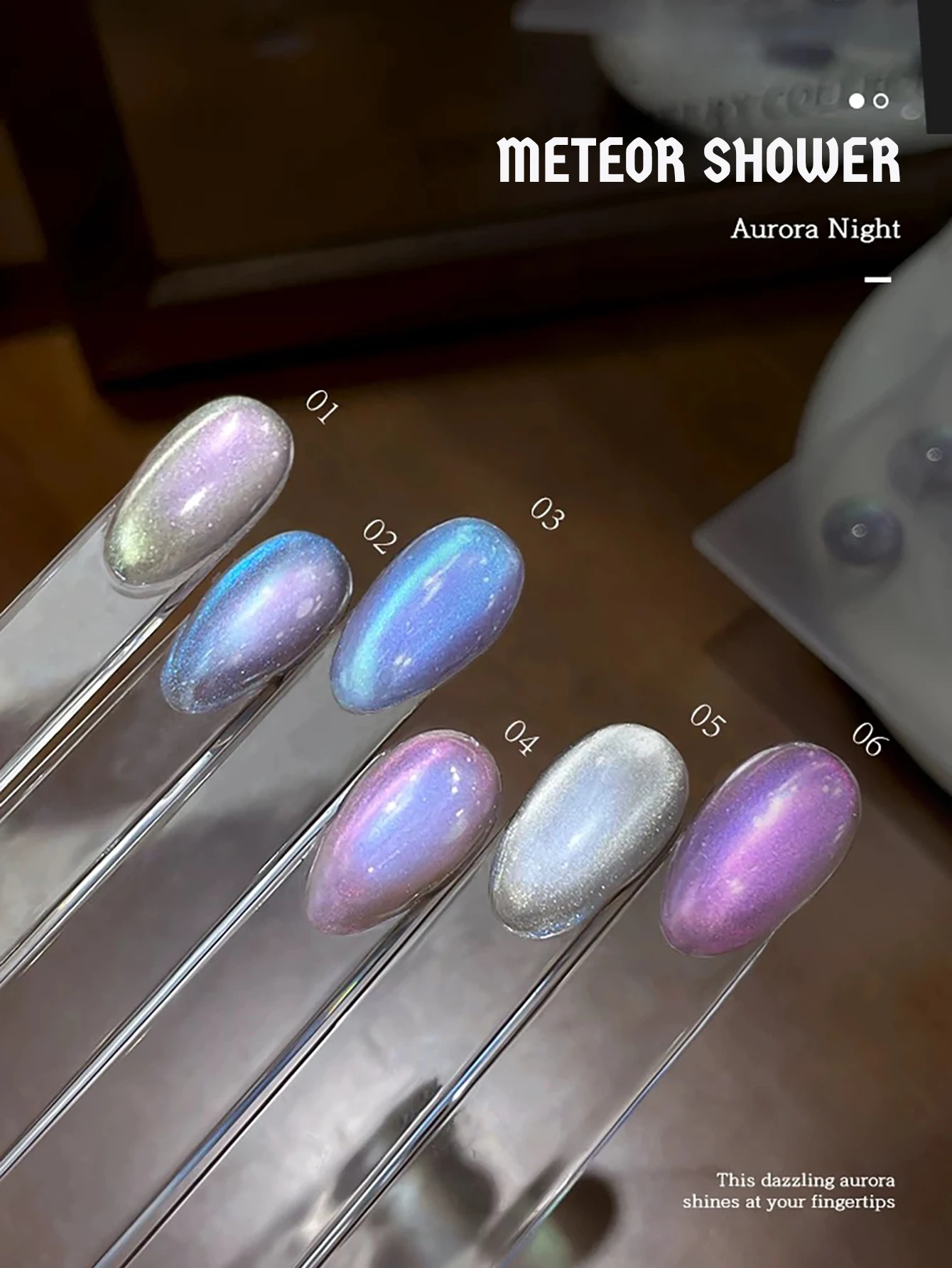 

1-6pcs WS Autumn Winter Nails Halloween Nails Aurora Pink Blue Cat Eye Gel Nail Polish Ice Transparent Double Light Glass Bead