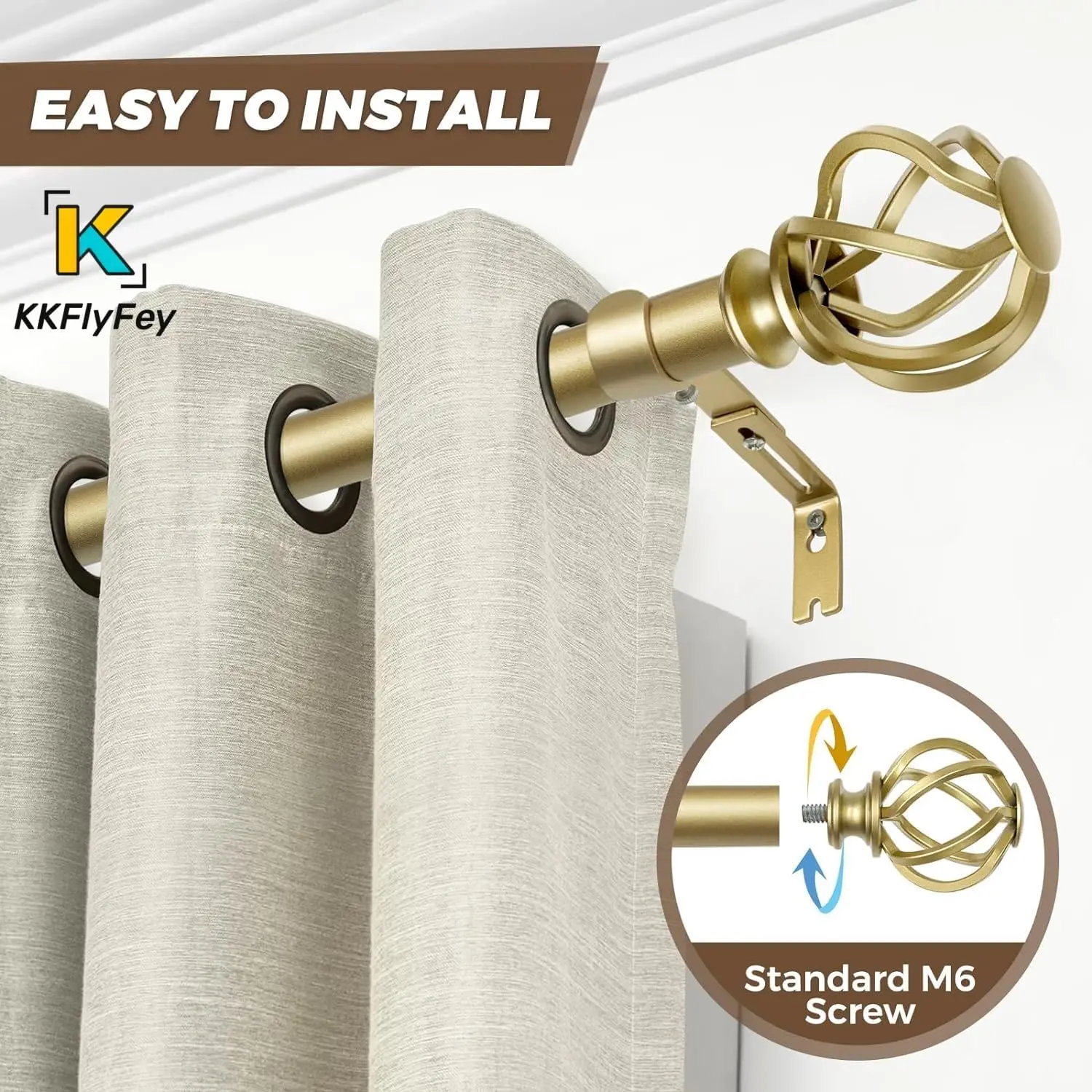 Gold Curtain Rods: Twisted Cage Shape, 1\