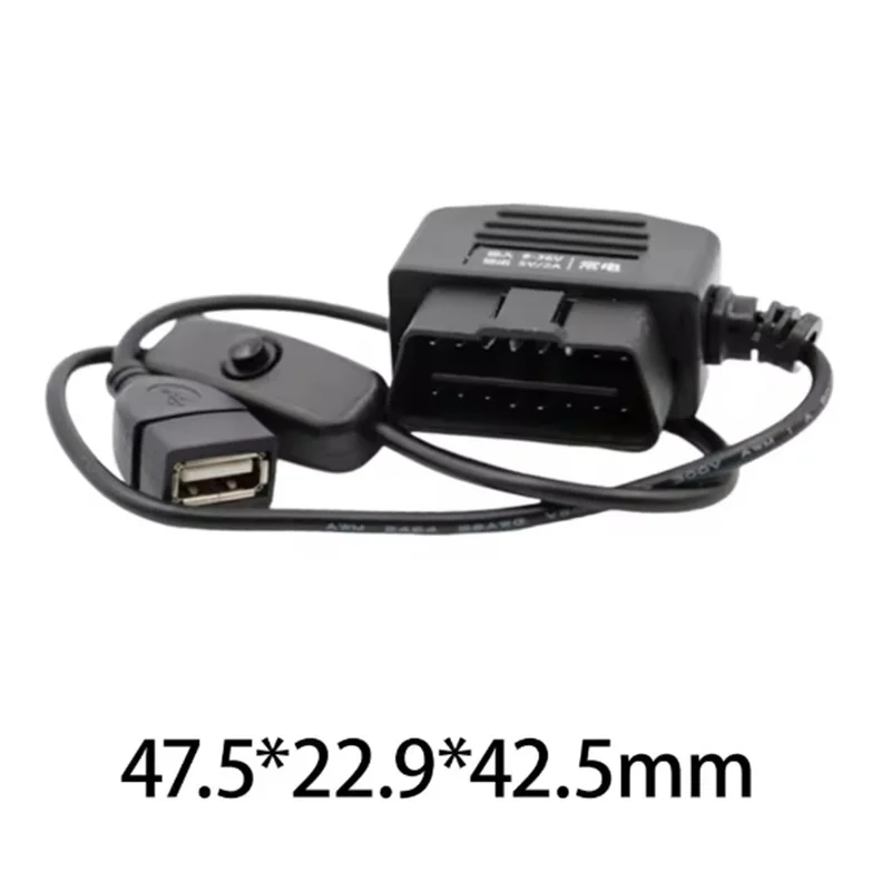 OBD Hardwire Kit 5V ACC Power ACC Hardwire Kit 24 Hours Parking Monitoring with USB Female Port Accessory for Dash Cam