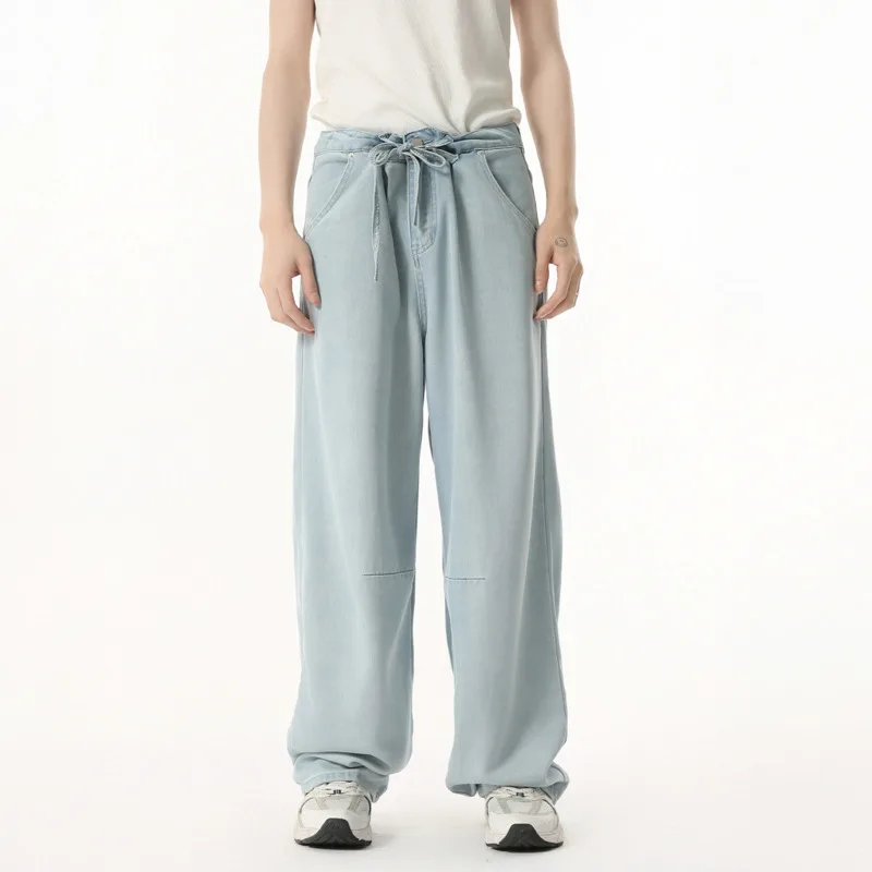

SYUHGFA New Fashion Men's Denim Pants Straight Leg Male Jeans Washed Solid Color Design Men Clothing Spring 2025 New Fashion