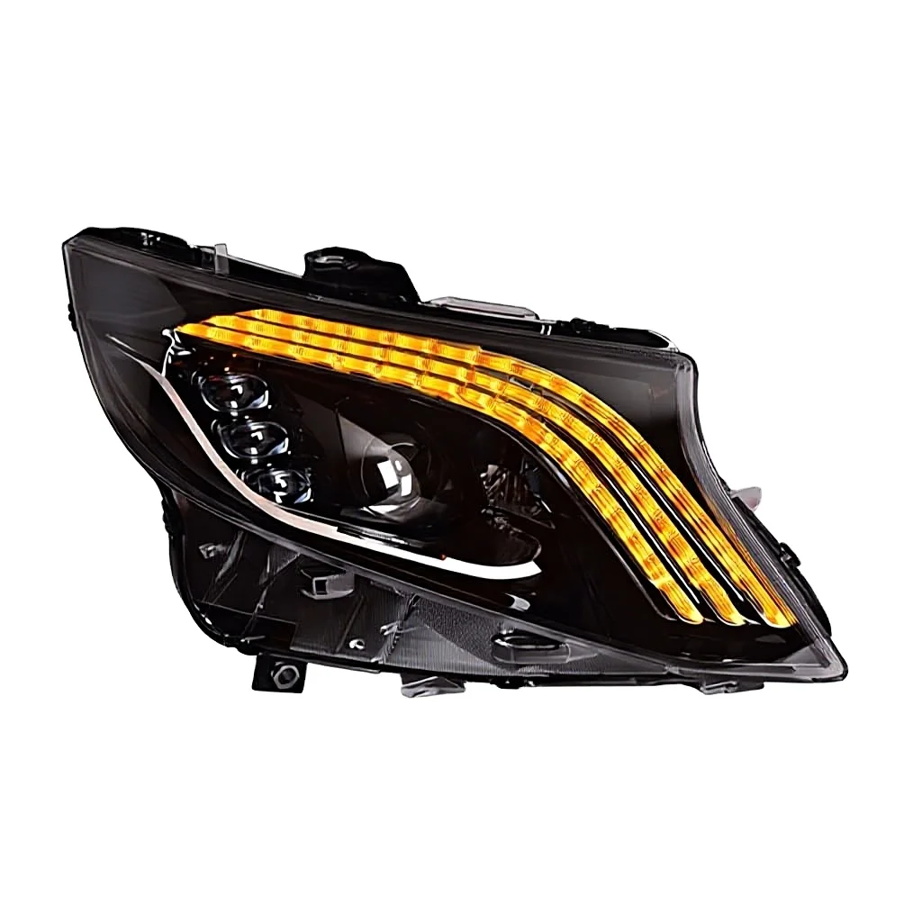 KQX New 12V LED Headlight for Benz Vito W447 V260 DRL Turn Signal High Beam 5000K Angel Eye Projector Lens 2015-2019 Models