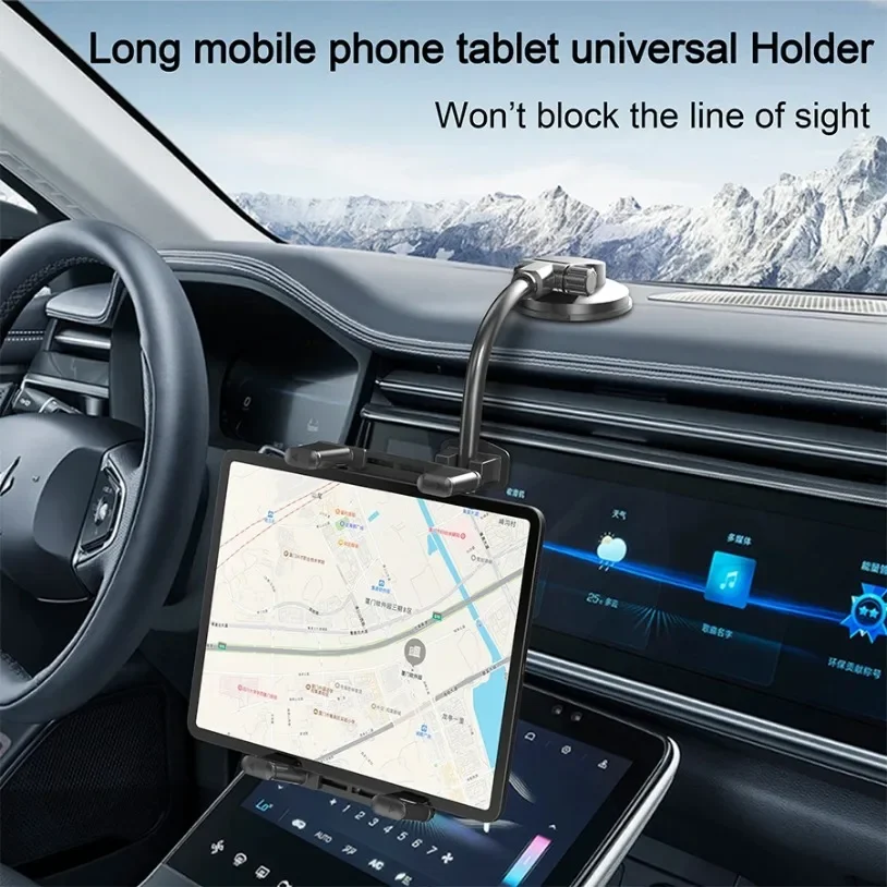 Dashboard Tablet Holder for Car Suction Cup Car Windshield Mount with Large Clamp for All 5